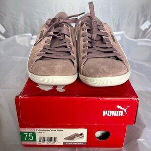 PUMA Ladies Size 7.5 Elderberry Vikky Suede Sneakers - BRAND NEW with Box
